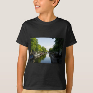 T-shirt Canal d'Amsterdam avec bateaux et pont