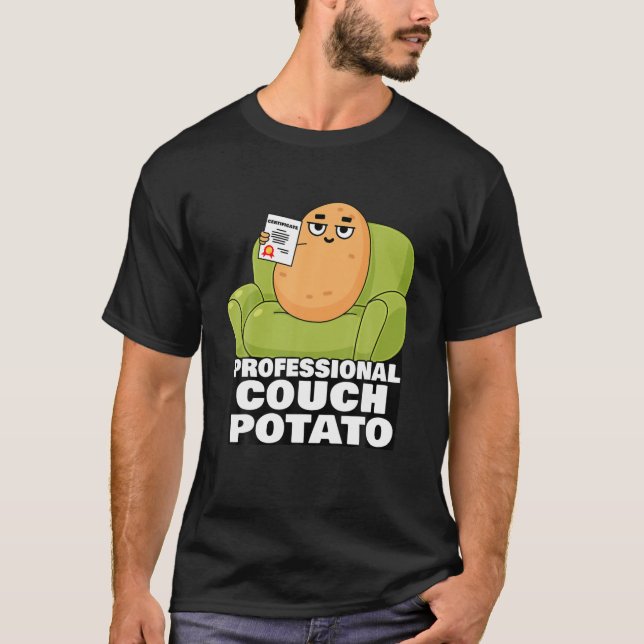 T-shirt Canapé Professionnel Pomme de terre Lazy Jour cade (Devant)