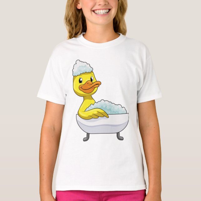 T-shirt Canard à la baignade avec baignoire et mousse (Devant)