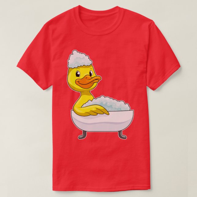 T-shirt Canard À La Baignade Avec Baignoire Mousse (Design devant)