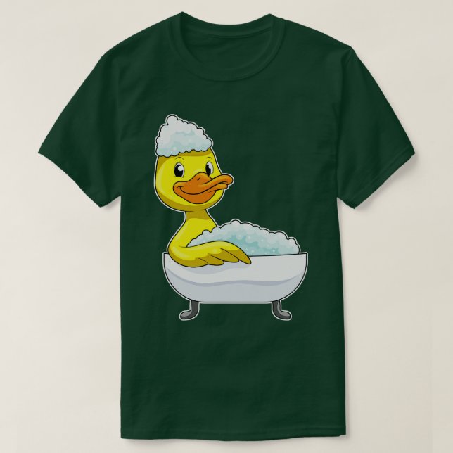 T-shirt Canard à la baignade avec mousse de baignoire (Design devant)