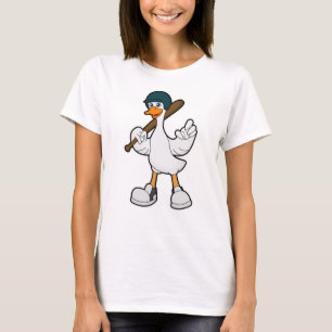 T-shirt Canard au baseball avec raquette et casque de base