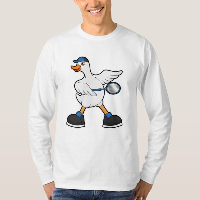 T-shirt Canard au Tennis avec raquette de tennis & Casquet (Devant)