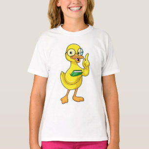 T-shirt Canard comme enseignant avec livre et lunettes