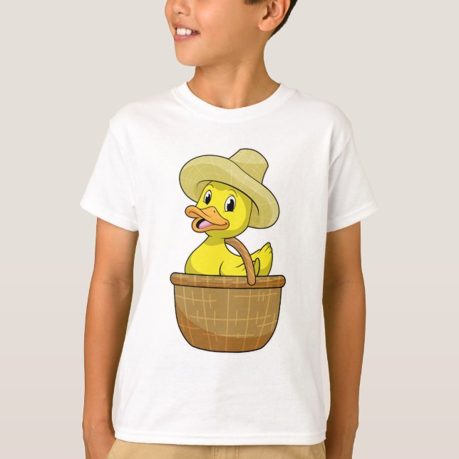 T-shirt Canard comme fermier avec panier (Devant)