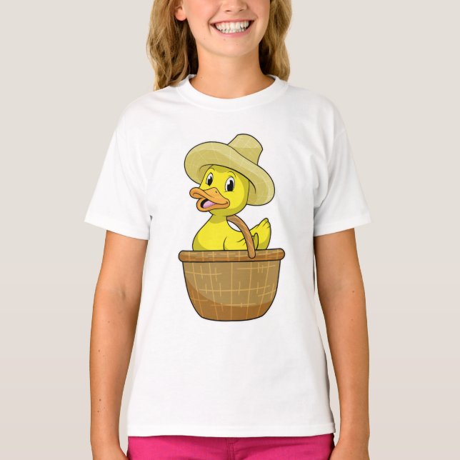 T-shirt Canard comme fermier avec panier (Devant)