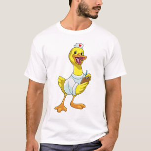 T-shirt Canard comme infirmière avec coeur