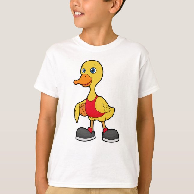 T-shirt Canard comme joueur de basket-ball avec basket-bal (Devant)