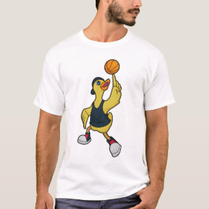 T-shirt Canard comme joueur de basketball avec basket-ball