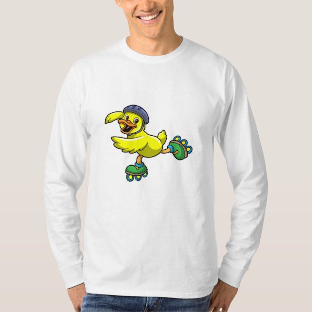 T-shirt Canard comme patineur avec patins et casque (Devant)