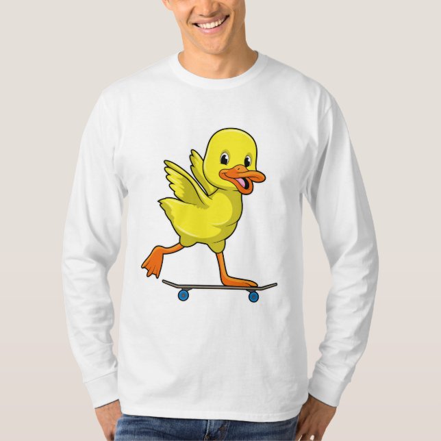 T-shirt Canard comme patineur avec skateboard (Devant)
