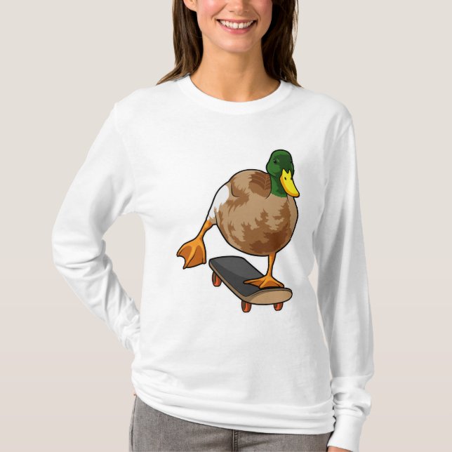 T-shirt Canard comme patineur avec skateboard (Devant)