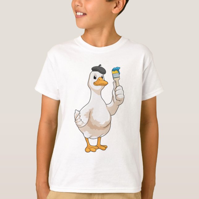T-shirt Canard comme peintre avec pinceau (Devant)