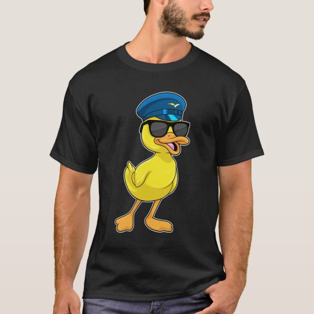 T-shirt Canard comme pilote avec casquette pilote (Devant)