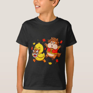 T-shirt Canard de cheval chinois drôle enfants hommes femm