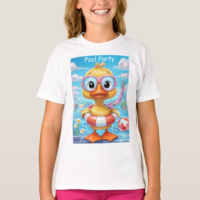 T-shirt Canard de fête avec tuba et maillot de bain (Devant)