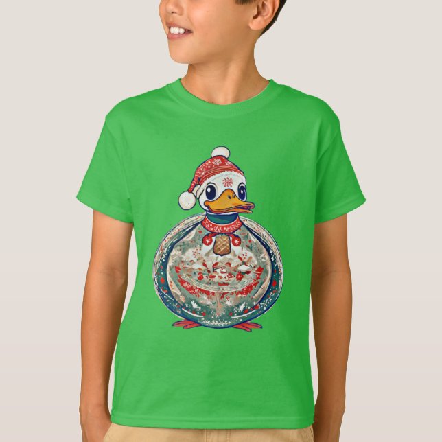 T-shirt Canard De Noël En Folklore Portant Un Chapeau De P (Devant)