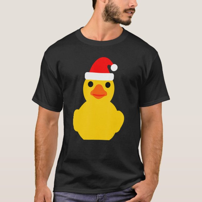 T-shirt Canard en caoutchouc Noël Santa Hat Caoutchouc (Devant)