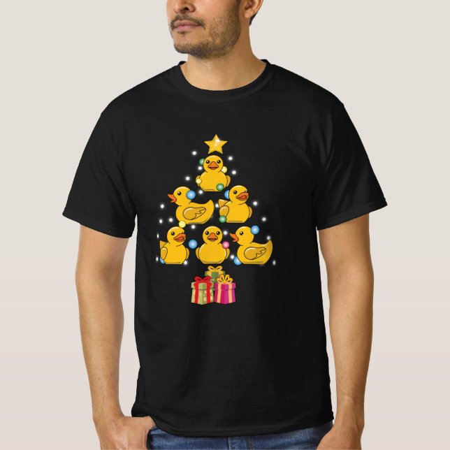 T-shirt Canard en caoutchouc noir Arbre de Noël (Devant)