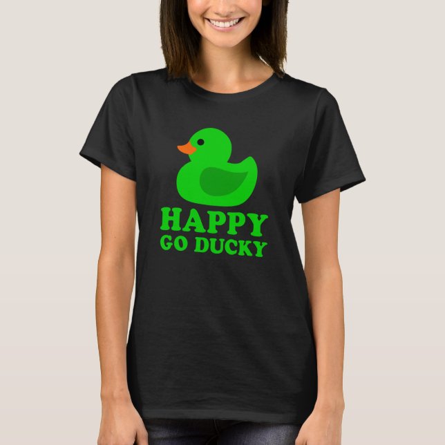 T-shirt Canard en caoutchouc vert mignon Lucky Go Ducky Pu (Devant)