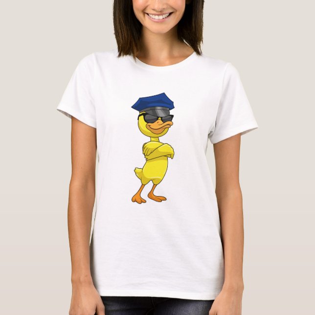 T-shirt Canard en tant qu'officier de police avec casquett (Devant)