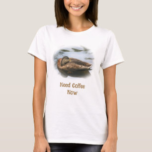 T-shirt Canard Endormi A Besoin De Café Maintenant Drôle