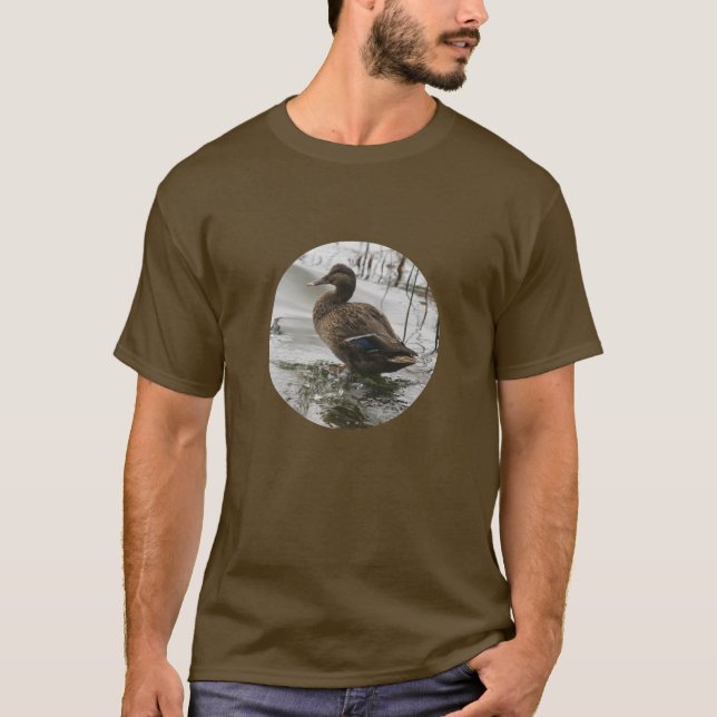 T-shirt Canard gris sur la nuit du lac (Devant)