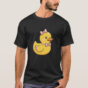 T-shirt Canard jaune mignon avec des rubans Femmes Kawaii