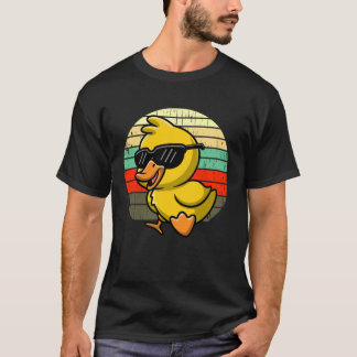 T-shirt Canard jaune rétro cool avec lunettes de soleil 70