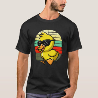 T-shirt Canard jaune rétro cool avec lunettes de soleil 70