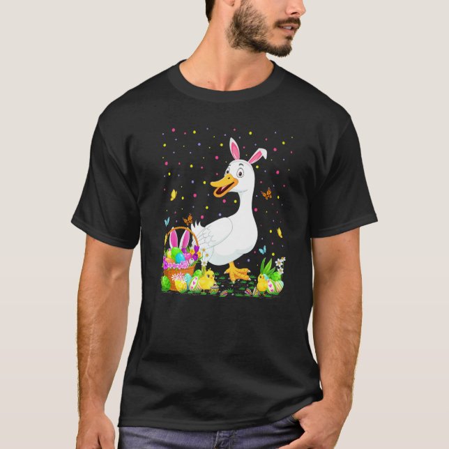 T-shirt Canard Oiseau de Pâques Chasse aux Oeufs Bunny Can (Devant)