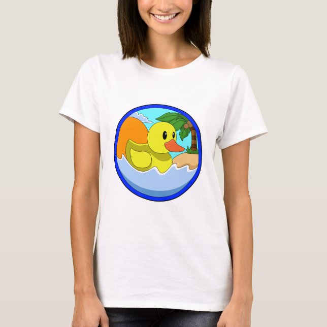 T-shirt Canard sur la plage avec palmiers.PNG (Devant)