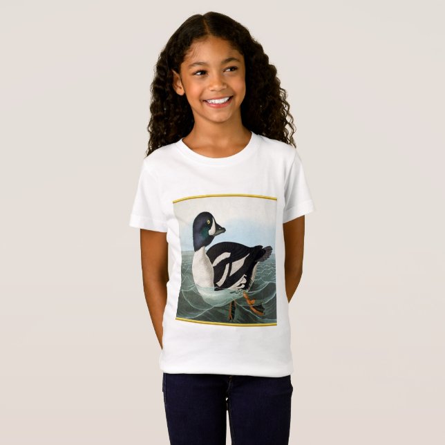 T-Shirt Canards colverts blancs et noirs nageant dans l'ea (Devant entier)