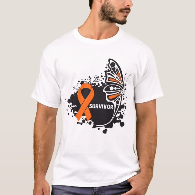 T-shirt Cancer abstrait de rein de papillon de survivant (Devant)