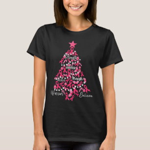 T-shirt Cancer Arbre de Noël Pink Ribbon Sensibilisation à
