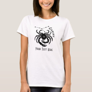 T-shirt Cancer Constellation de crabe Texte personnalisé 