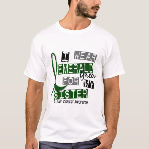 T-shirt Cancer de foie je porte le vert vert pour ma soeur