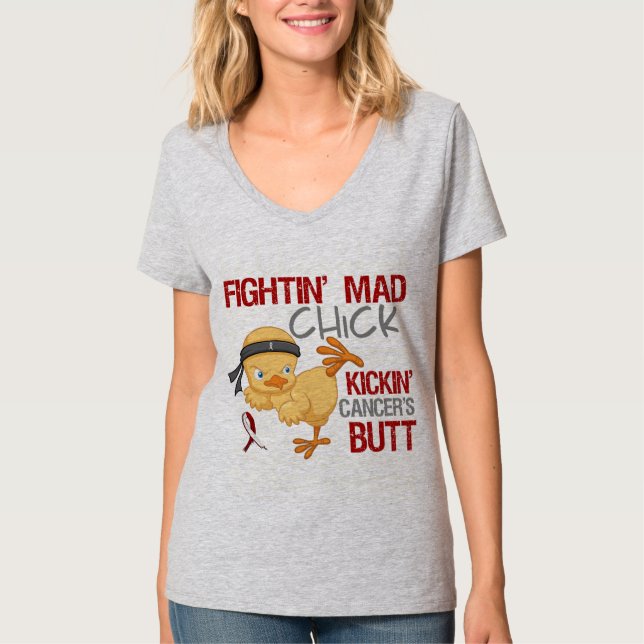 T-shirt Cancer de la gorge de poussin de Fightin (Devant)