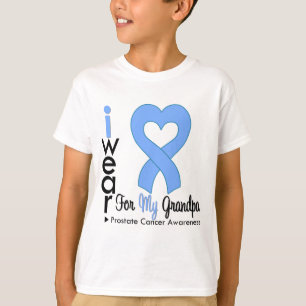 T-shirt Cancer de la prostate Bleu clair Coeur Ruban GRAND