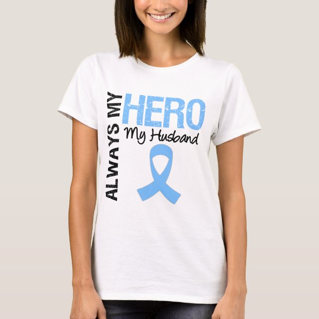 T-shirt Cancer de la prostate toujours mon héros mon mari (Devant)