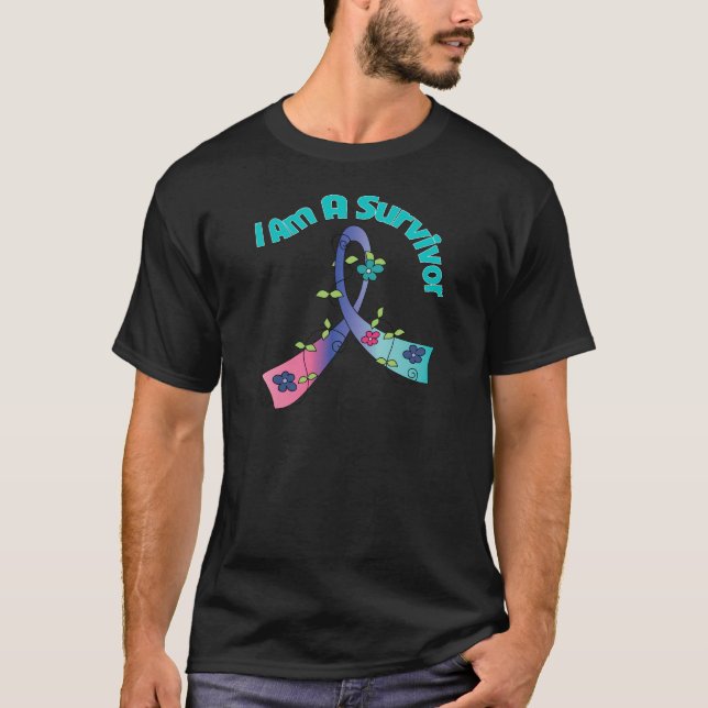 T-shirt Cancer de la thyroïde je suis un survivant (Devant)