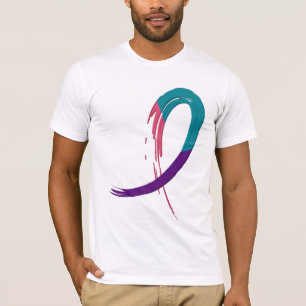 T-shirt Cancer de la thyroïde Teal, pourpre, et ruban A4