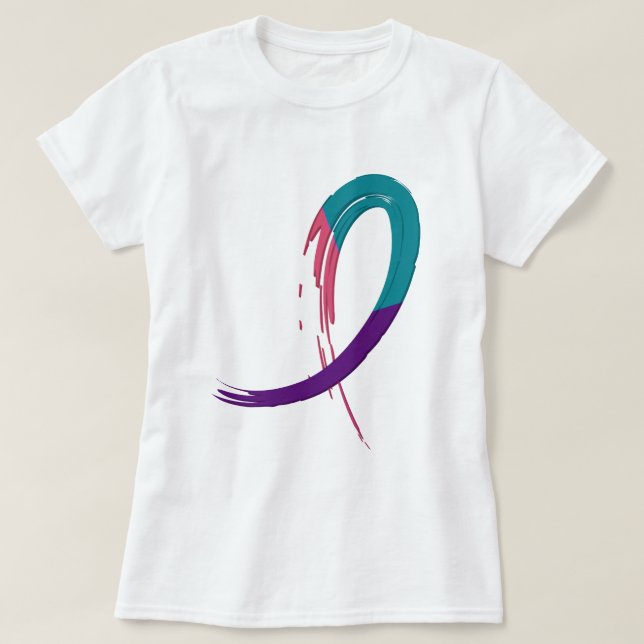 T-shirt Cancer de la thyroïde Teal, pourpre, et ruban A4 (Design devant)