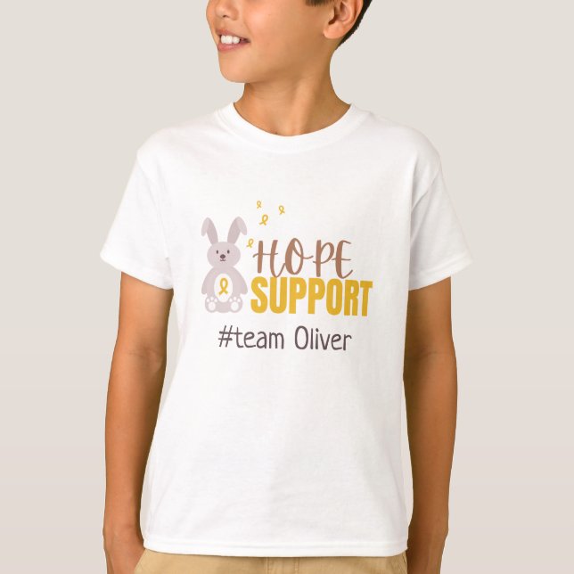 T-shirt cancer de l'enfance. Personnalisé #nom de l'équipe (Devant)