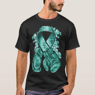 T-shirt Cancer de l'ovaire Ruban Turquoise avec gants de b
