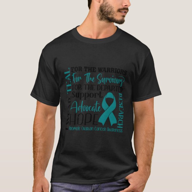 T-shirt Cancer de l'ovaire Turquoise du ruban Sensibilisat (Devant)