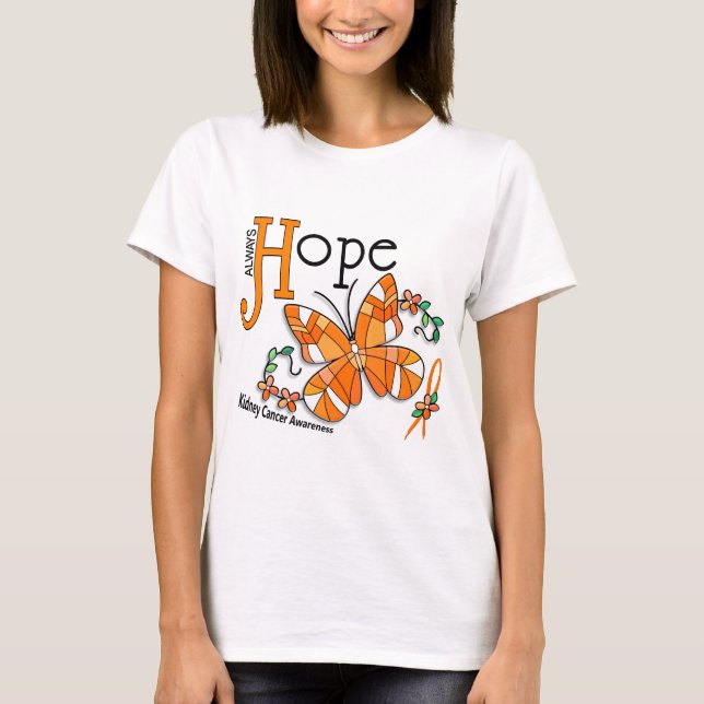 T-shirt Cancer de rein de papillon en verre souillé (Devant)