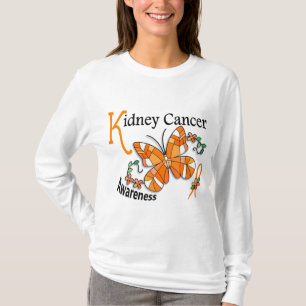 T-shirt Cancer de rein du papillon 2 en verre souillé
