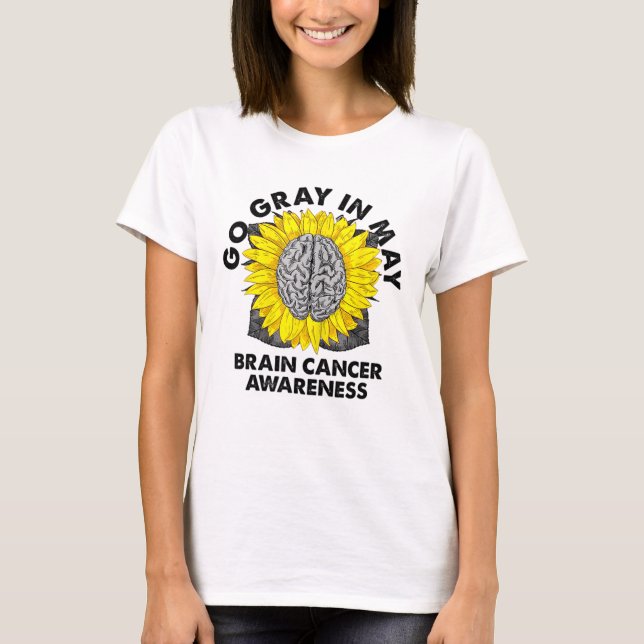 T-shirt Cancer Du Cerveau Sensibilisation À La Tumeur Gris (Devant)