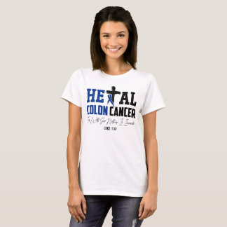 T-shirt Cancer du côlon chrétien Luc 1:37 Ruban bleu foncé